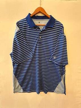 Pro Tour CoolPlay Men's Blue White Striped Golf Polo Shirt XXL